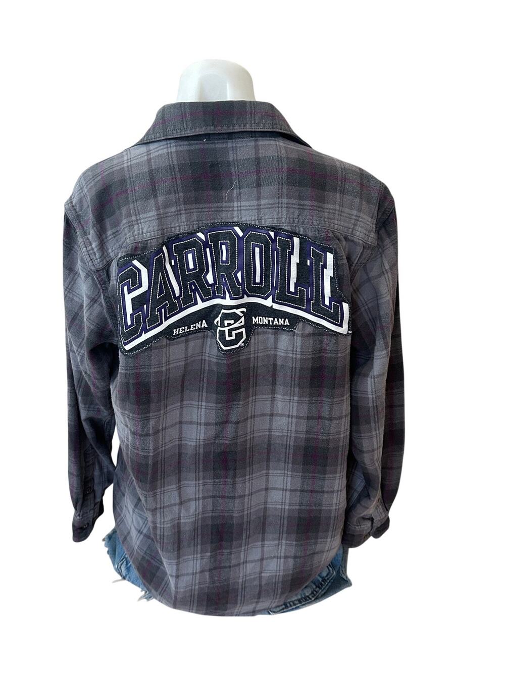 Carroll College Saints Helena Plaid Flannel Shirt MEDIUM Oversized Unique